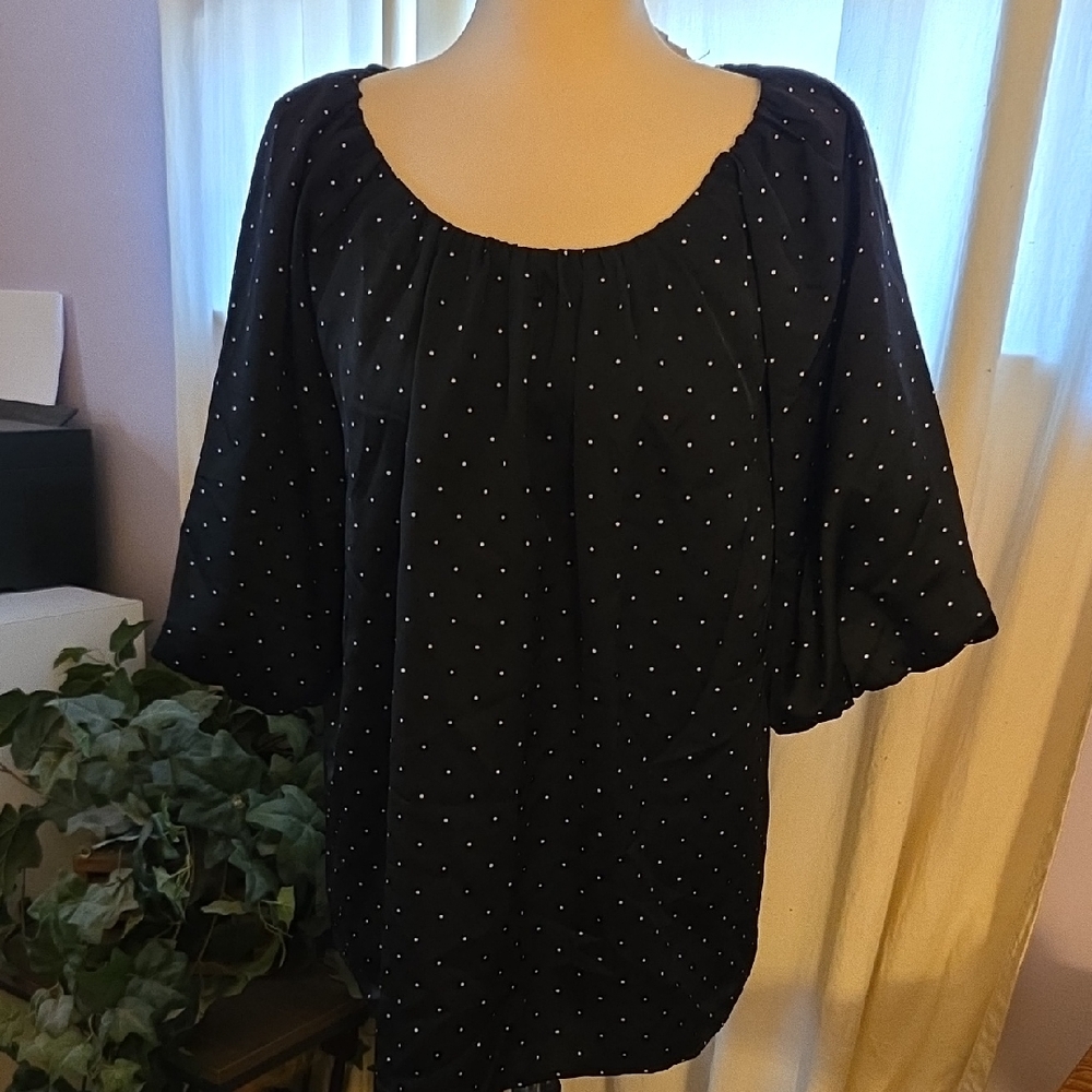 Ann Taylor Black and White Polka Dot Blouse
